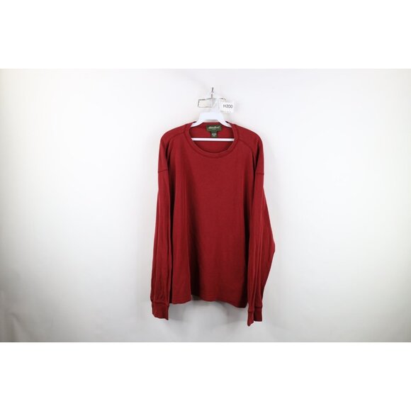 Vintage Eddie Bauer Mens XL Blank Thermal Waffle Knit Long Sleeve T-Shirt Red - Picture 1 of 13